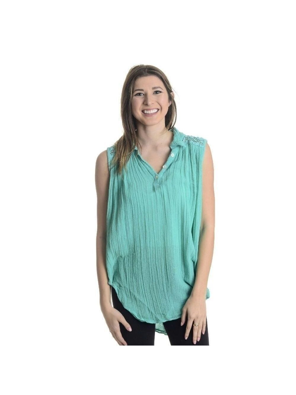 New Jen's Pirate Booty Evita Collared Lace Tunic